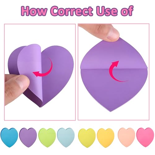 JOOTUEPO 240 Farbige Haftnotizen, Blatt Selbstklebende Haftnotizzettel, Herzform Selbstklebende Klebezettel, 8 Farben Haftnotizen Klebezettel für Planer Erinnerung Büro Zuhause Schule Zubehör