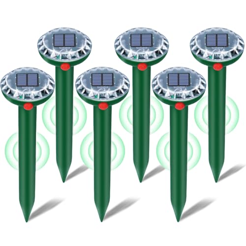 6 Pezzi Scaccia Talpe Ultrasuoni Solare,Dissuasori per Talpe Professionali,Scaccia Talpa con IP65 Impermeabile,Respinge Serpente,Gopher per Giardini e Prati
