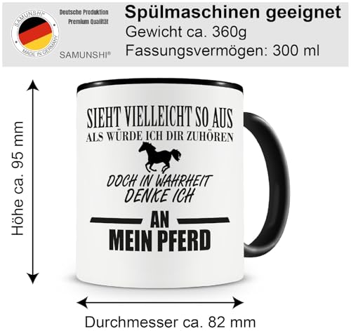 Samunshi® Ich denke an mein Pferd Tasse Kaffeetasse Teetasse Kaffeepott Kaffeebecher Becher Nr.1: schwarz H:95mm / D:82mm - 2