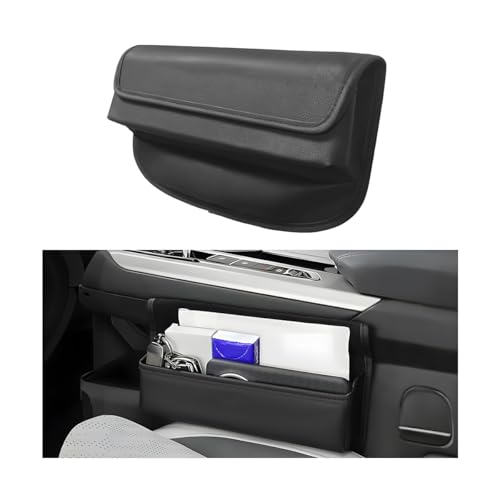 Norkmdi Car Seat Gap Filler Organizer, Leather Vehicle Side Seat Gap Storage Box with Lid for Phone Key Card, L-Capacity Auto Interior Organization, Universal for SUV Sedan Truck (Black)