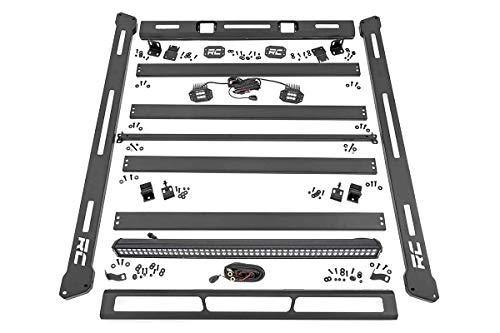 Rough Country Roof Rack with LED Lights for Jeep Wrangler JK (2007–2018) - Heavy-Duty Cargo Rack, 50