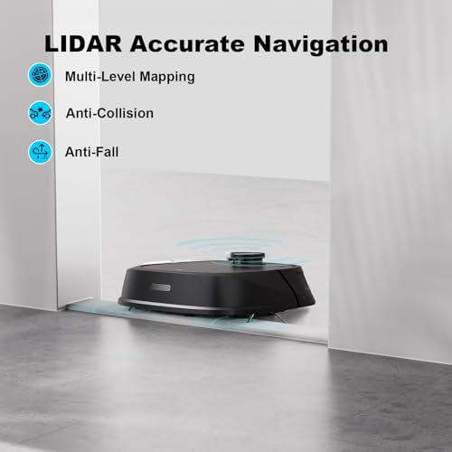 TECBOT-Robotic-Vacuum-Cleaner-and-mop-with-Laser-LiDAR-Navigation-150Mins-Max-Self-Charging-Robotic-Vacuum-and-Mop-for-Home-Without-Cleaning-Mop-BaseIdea-for-Pet-Hair-Carpet-Hard-Floor-Black TECBOT Robotic Vacuum Cleaner and mop with Laser LiDAR Navigation 150Mins Max Self Charging Robotic Vacuum and Mop for Home Without Cleaning Mop BaseIdea for Pet Hair Carpet Hard Floor Black