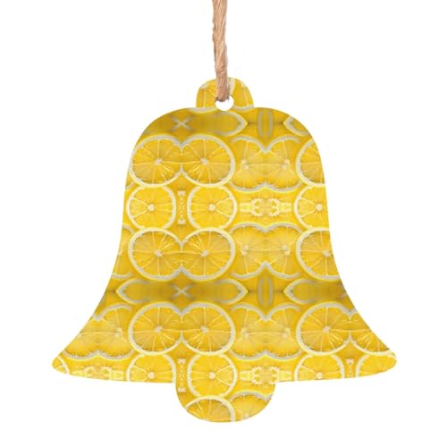 Adatto per porte e finestre di Natale a forma di campana in legno, 6 pezzi, fette di limone, decorazioni per albero di Natale