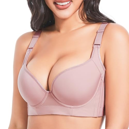 Image of Plus Size Push Up Bras for Women Hide Back Fat Smoothing Bra Underwire Support Bras 34B to 46DD