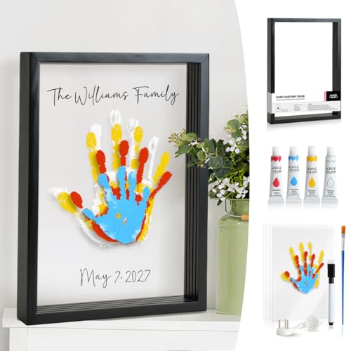Image of Kaciola Family Handprint Kit, DIY Newborn Keepsake Frame, Baby Hand and Footprint Kit, Unique New Baby Gift for Mothers Day Crafts Anniversary (Black)