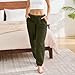 Women's Plush Fluffy Joggers Fashion Casual Fall Winter Fleece Pajama Pants Elastic Waisted Pj Bottoms Lounge Pants Army Green