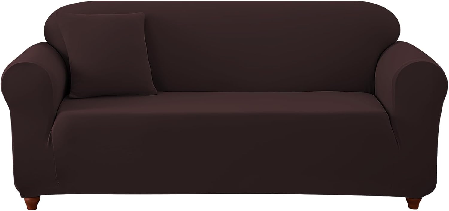 WOWTOY Sofa Covers High Stretch 1 2 3 4 Seater Sofa Slipcover Chair Loveseat Couch Cover for Dogs Pets Cats Stretch Elastic Sofa Cover for Living Room Furniture Protector (Brown, 2 Seater)