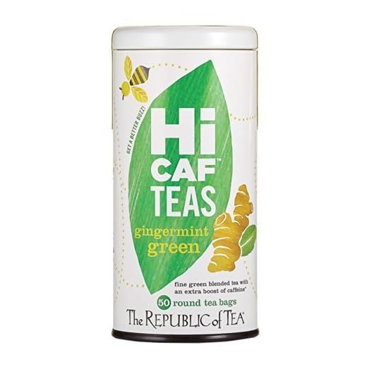 The Republic Of Tea Hicaf Gingermint Green Tea, 50 Tea Bags, Zesty Highly-Caffeinated Fine Green Tea by The Republic of Tea