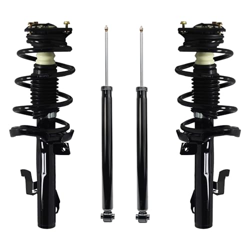 Image of Detroit Axle - Struts Shocks for Mazda 2004-2009 3, 2006-2010 5 Complete 2 Front Ready Struts with Coil Spring Assembly 2 Rear Shock Absorbers 2007 2008 Replacement Suspension Kit
