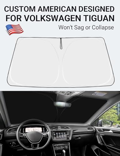 Image of Proadsy 2026 Upgrade Front Windshield Sun Shade Foldable Sunshade Protector Custom Fit 2018-2024 VW Tiguan Crossover SUV Base Premium Limited Touring Accessories