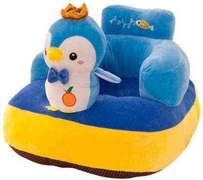 Image of AVS Cute Penguin Design Baby Sofa Seat Plush Cushion Sofa Cum Bed and Soft Rocking Chair Comfort Baby Supporting Seat Soft Plush Cushion and Chair for Kids (Blue)