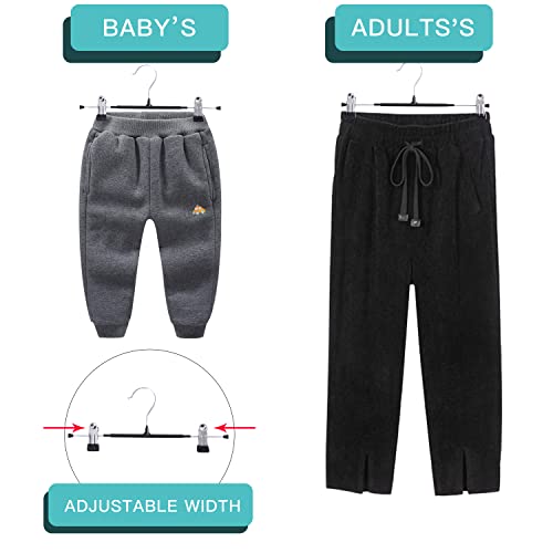 Hwajan Pants Hangers With Clips 20 Pack Adjustable Skirt Hangers For Women Non-Slip Trousers Hanger For Jeans Clothes Hangers For Pants Heavy Duty Space Saving Hanger,Black,12Inch #TOP4