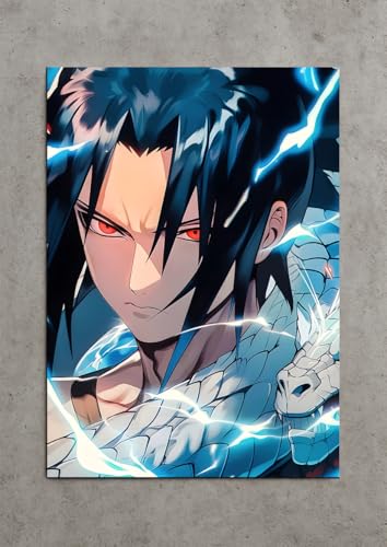 Image of NIJUKA Anime Printed Metal sheet Poster For Home And Room Decoration | For Anime Art Fans Boys And Girls (Sasuke fan art)