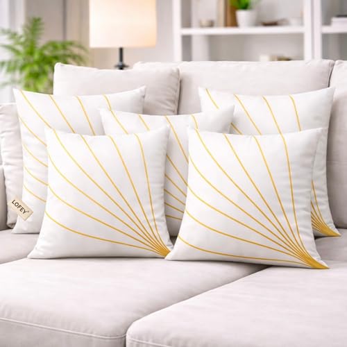 Image of LOFEY Dupion Silk Cushion Cover, 16 x 16 Inch (40 x 40 cm), Decorative Sofa Pillow Cover, Zipper Closure (2, White)