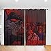 Thermal Blackout Curtains for Bedroom 3D Red Monster Halloween Art - Winter Energy Saving/Summer Sun Blocking/Noise Reducing Window Curtain for Living Room Set of 2 Eyelets Curta 59x65 Inch ( 92x91 inch (W x H))