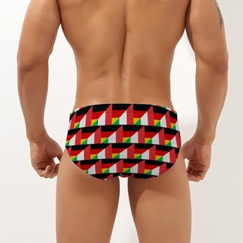 Italy and Germany Flag Printed Swim Briefs for Men Sexy Bikini Swimwear Elastic Beach Trunks Bathing Suit3