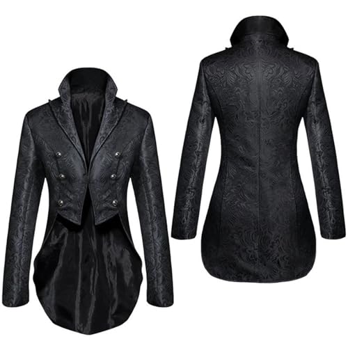 Frac medieval para hombre en negro uniforme gotico victoriano 2