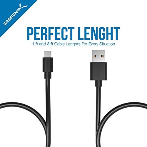 SABRENT [6-Pack 22AWG Premium Micro USB Cables (X3-3ft + X3-1ft) High Speed USB 2.0 A Male to Micro B Sync and Charge Cables [Black] (CB-U631) — view 6