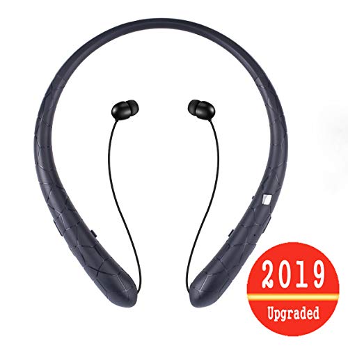 Bluetooth Headphones, Wireless Headset Retractable Earbuds Neckband Sports Sweatproof Earphones with Mic