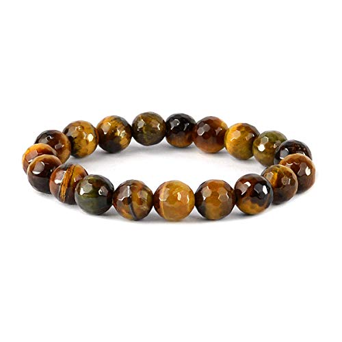 Image of Certified Natural Crystal Stone Diamond Cut /Faceted 10 mm Beads Bracelet for Men & Women | Reiki Charged Gemstone Jewellery | Multiple Stone Variants Available