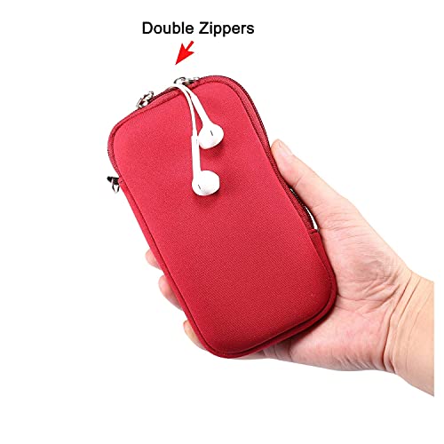 Image of Neoprene Phone Sleeve Pouch Case for iPhone 17 Pro Max / 17 Air, 16 15 14 Pro Max / 16 15 Plus, Samsung Galaxy S25 Ultra S24 Ultra S26+ S25 FE S24 FE S23 FE /Plus, A15 A36 A35 A56 (Red-L)