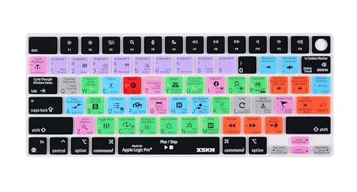 XSKN Logic Pro Shortcuts US Version Keyboard Silicone Skin Cover Fits for Apple Since 2021 Released MacBook Air MacBook Pro 13.6 15.3 14.2 16.2 Inch with M1 M2 M3 M4 Chip and Touch ID