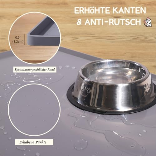 MateeyLife Napfunterlage Katzen, Napfunterlage Hund Groß, Hundenapf Kleine Hunde, Silikon Unterlage Hundenapf Grosse Hunde, rutschfeste Unterlage Katzennapf, Katzen Futternapf Matte, 45 x 30 cm