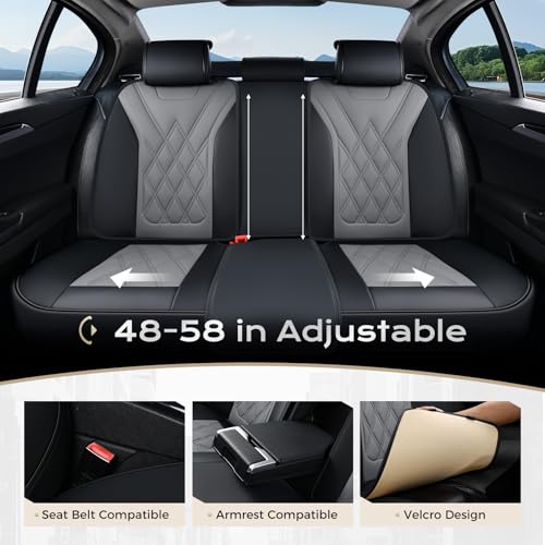 Image of Coverado Car Seat Covers Full Set, Seat Covers for Cars, Front Seat Covers and Back Seat Cover Waterproof Leather Automotive Seat Cover, Universal Car Interior Protectors Cushion for Most Cars