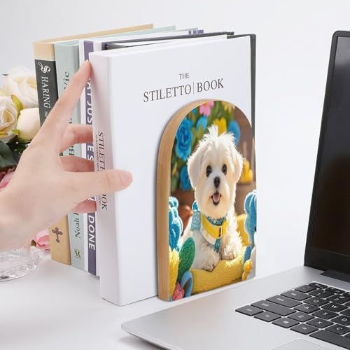 Sujetalibros de cachorro maltés resistente para evitar la caída de libros 7
