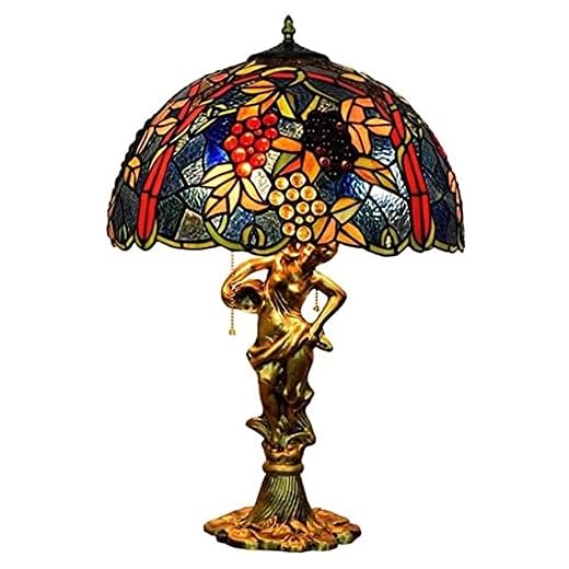 Bordslampa, tiffany stil dragkedja lampa, 3 lampor färgad glas skrivbordslampa, sängkläder dekorativt ljus, 4 3X64CM
