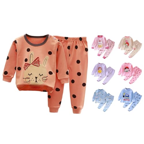 Kids Boys Girls Thermal 𝐏ajamas Set Car Graphic Long Sleeve Shirts Elastic Waist Pants Set Casual 𝗦leepwear