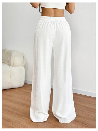 SOLY HUX Women's Wide Leg Summer Linen Pants Drawstring Elastic Waist Baggy Loose Sweatpants Trousers2