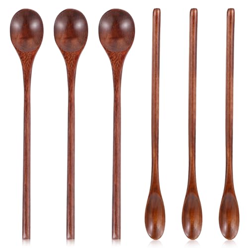 Wanmu Small Wooden Spoons, 6 Pcs Honey Spoons, Wood Teaspoons, Little Tiny Stirring Wood Coffee Spoon, Mini Mixing Spoon for Tea, Coffee, Honey, Dessert