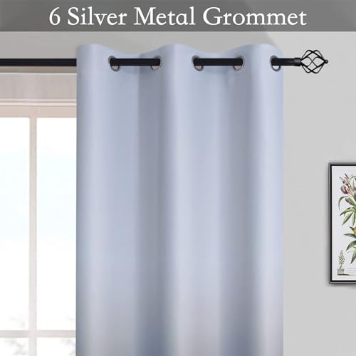Image of SimpleHome Ombre Gradient Blue White to Gray Curtains for Bedroom, 42Wx63L | Room Darkening Curtains,Light Blocking Thermal Insulated Grommet Window Curtains for Living Room,2 Panels,63 Inches Length