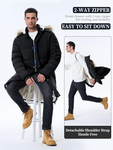 Image of Winter Coats For Men Winter Jackets Water Resistant Warm Thicken Puffy Hooded Insulated Thicken Parka Coat
