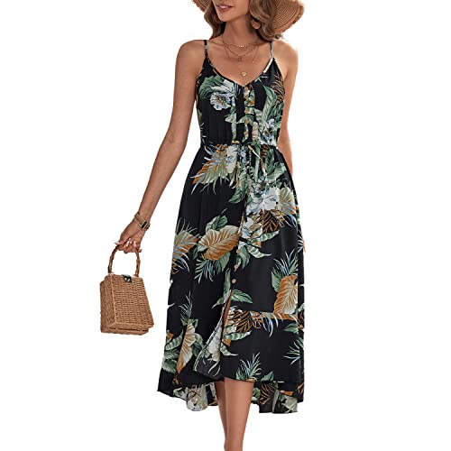 Image of BROVAVE Women's 2026 Summer Casual Boho Sundress Spaghetti Strap Midi Dress