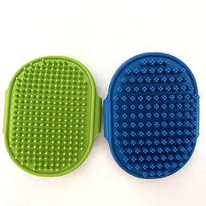 Dog and Cat Grooming Brush, Pet Shampoo Bath Brush Soothing Massage Rubber Comb with Adjustable Ring Handle for Long Short Haired Dogs and Cats