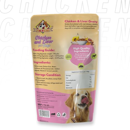 Image of Nootie Dog's Favorite Chicken & Liver Gravy-(70g) Natural Ingredients, Easy to Digest, Enhances Dog Food Gravy for Dogs, Dog chicken & Liver gravy, Wet gravy for dogs, Dog food topper (Pack of 24x70g)