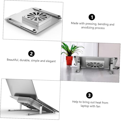 Base para laptop Veemoon aluminio ajustable con ventilador USB miniatura 6