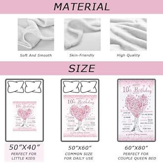 Mubpean 10 Year Old Girl Birthday Gifts Blanket 40"x50", Gifts for 10-Year-Old Girls, Christmas 10th Birthday Gifts for Girls, Double Digits Party Gift Ideas Decoration, Ten Years Old Throw Blankets