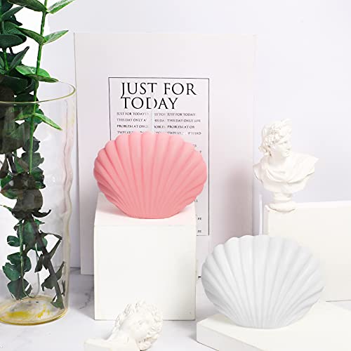 2 Pieces Seashell Scented Candles Aesthetic Trendy Candles Hand Poured Soy Wax Candle Handmade Shell Shape Candle Freesia Seashell Candle For Danish Pastel Room Decor, White, Pink (Cute Style) #TOP6