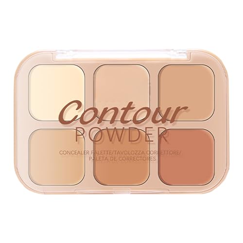 Cream Concealer, Contouring Palette, 6 Color Deep Moisturizing Smooth Application Lightweight Formula, Cosmetic Accessories for Night Out, Shopping, Daily Use, Dating, Parties