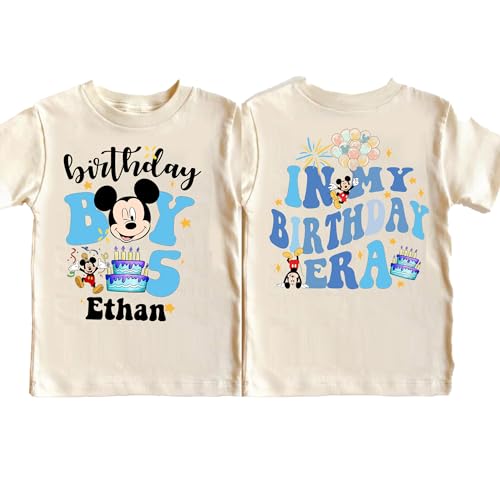 Custom Birthday Boy Shirt, Custom Name and Age Birthday Boy Shirt, Birthday Family Vacation Tee, Mouse Party T-Shirt, Personalized Birthday Boy Party Tee - Main Image