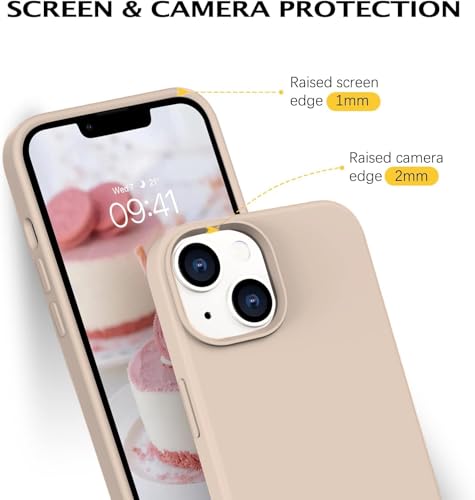 Image of DIZORO Microfiber Candy Case Compatible for iPhone 13 / iPhone 14 6.1 Inch Shockproof Slim Back Cover Liquid Silicone Case - Desert