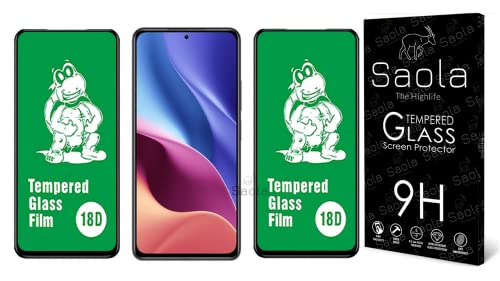 Image of Saola 18D Tempered Glass With Inbuilt AirBag Borders For Redmi K40 Pro (Pack Of 2) with Free Installation Kit. Full screen Coverage - 6.67 inch