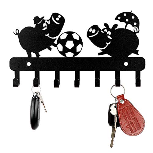 Image of Sehaz Artworks Metal Key Holder for Home | Bird Key Hooks | Key Holder for Home Decor Stylish | Key Stand for Wall (7 Hooks, Black)