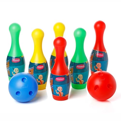 Image of Aditi Toys Multicolor Bowling Set for Kids Above 3 Years, 6 Pins & 2 Balls, Non-Toxic, BIS Approved, PVC Bowling Pack