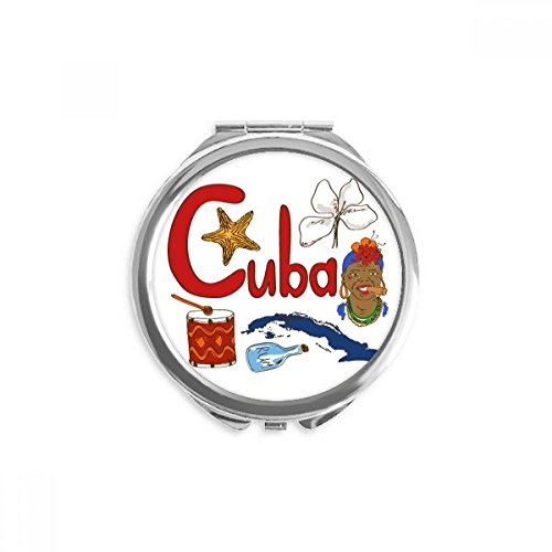Espejo de bolsillo de Cuba redondo y portátil para maquillaje y retoque diario
