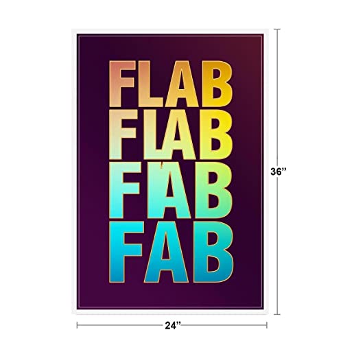 Image of Workout Posters For Home Gym Flab To Fab Colorful Exercise Motivational Inspirational Quote Cool Wall Art Print Poster 24x36