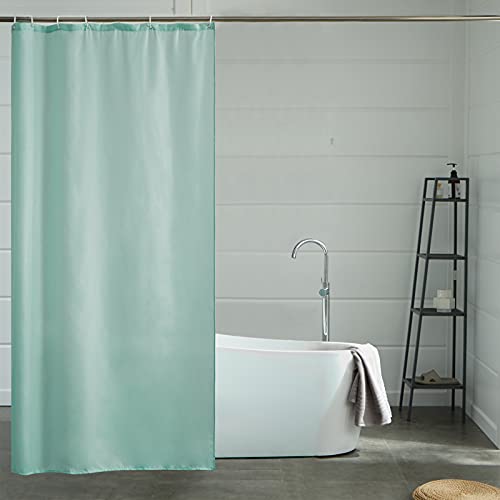 Furlinic Rideau de Douche Tissu Anti Moisissure en Polyester Lavable Vert Brume Petits Rideaux de Bain Textile Imperméable Lesté pour Baignoire avec 6...